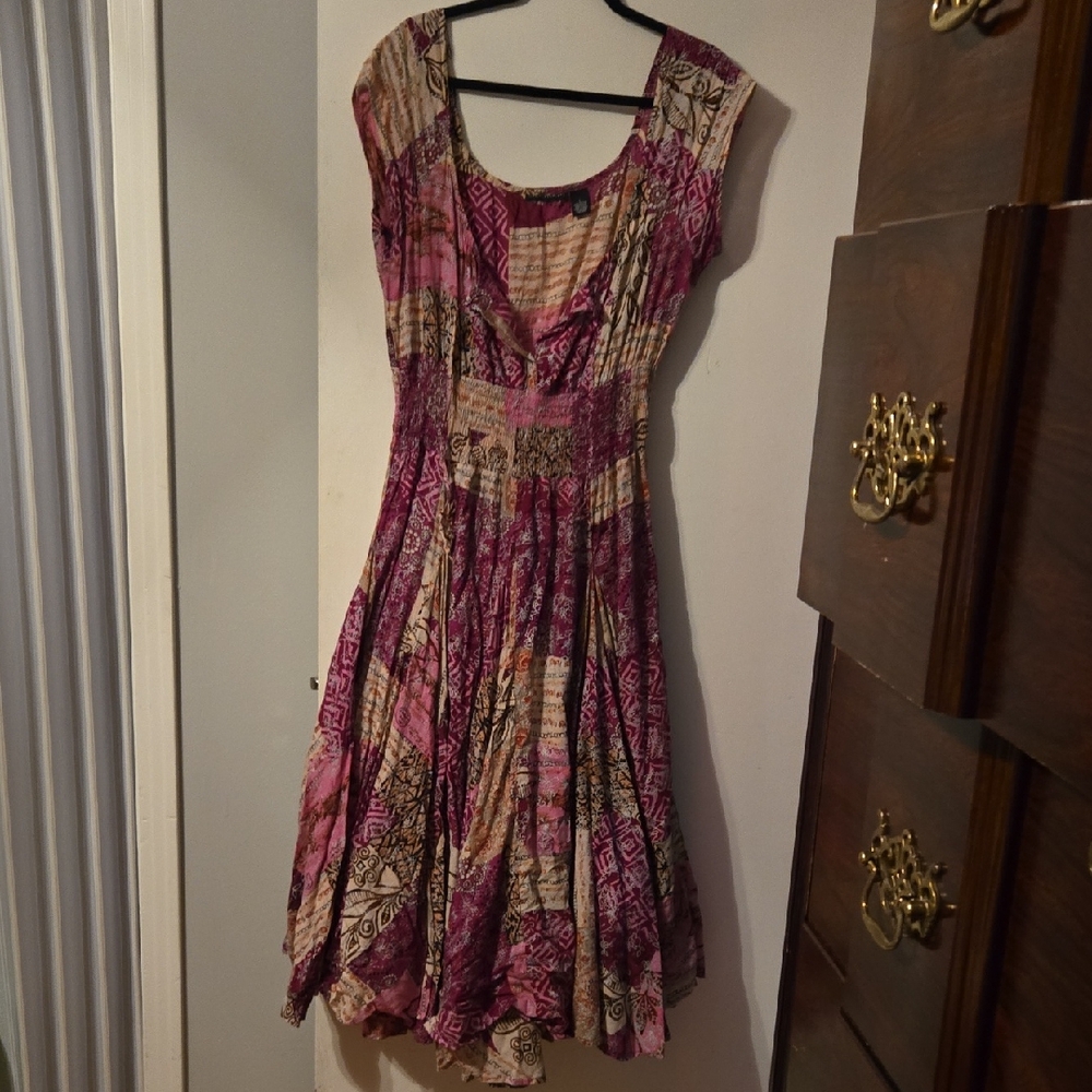 Grace Elements Pink and Cream Midi Dress